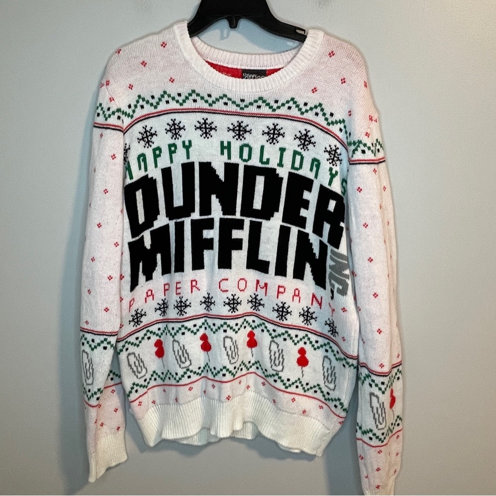 The Office Dunder Mifflin Ugly Christmas Sweater L Paper Company